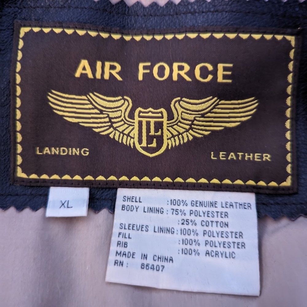 Air Force Landing Leather Men's XL Leather Bomber Jacket - Picture 3 of 16